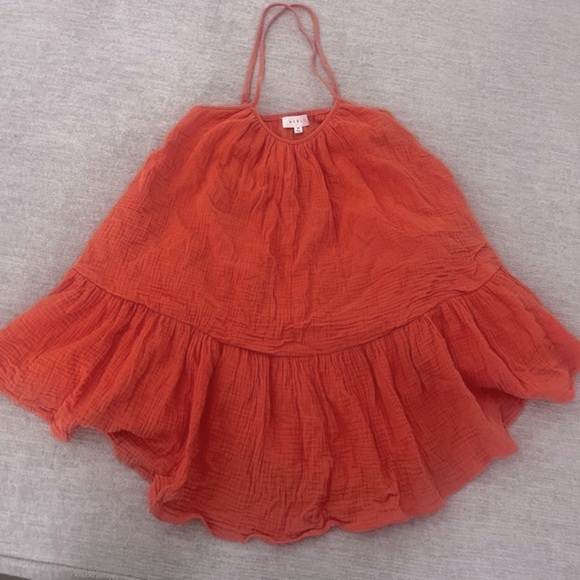 Mable Octavia Mini Dress Orange Cotton Summer Sun Dress - Picture 4 of 11